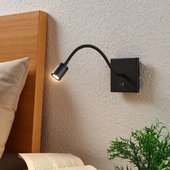 LED-væglampe Mayar, 2 stk, sort, læselampe, 11 cm^Lindby New