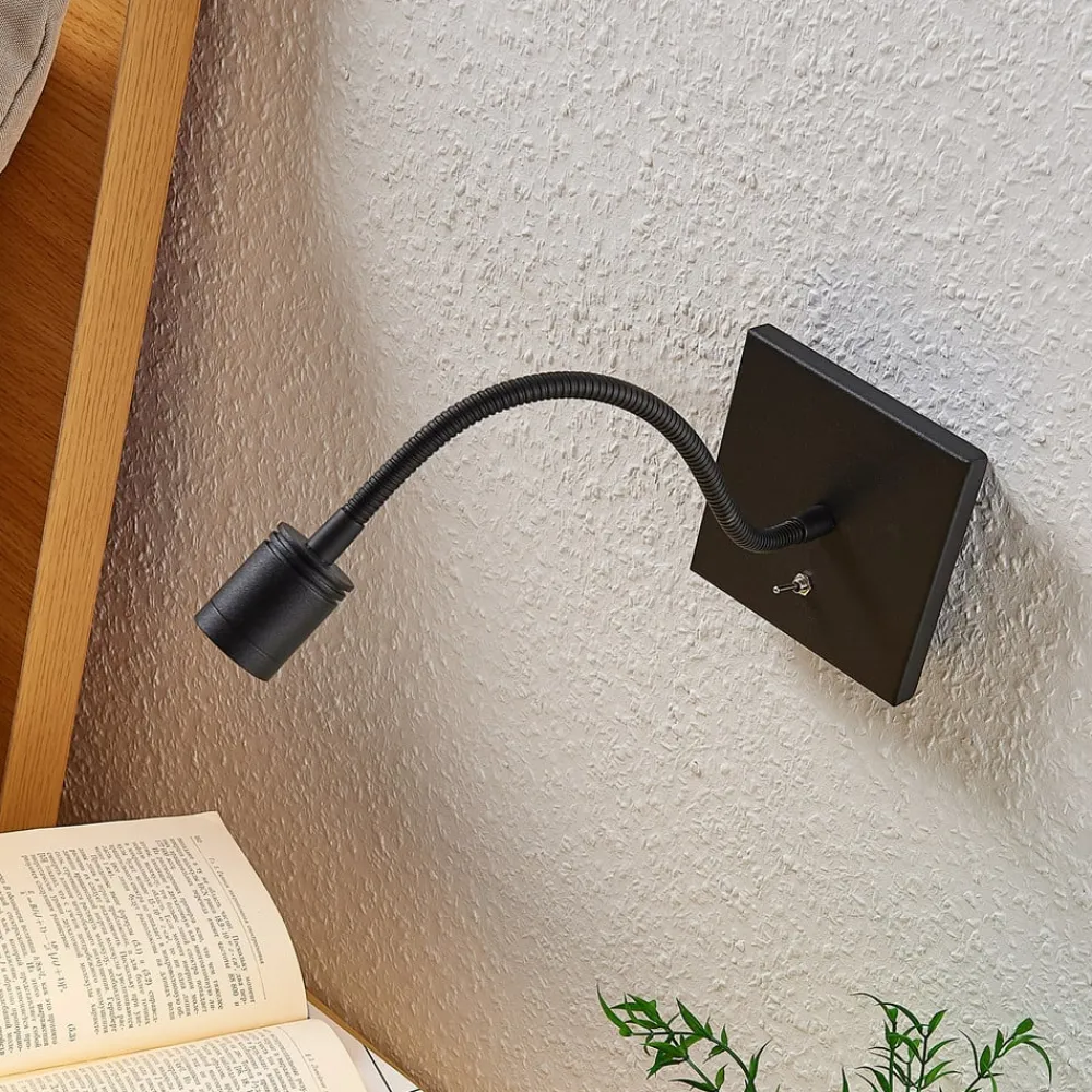 LED-væglampe Mayar, 2 stk, sort, læselampe, 11 cm^Lindby New