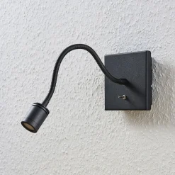 LED-væglampe Mayar, 2 stk, sort, læselampe, 11 cm^Lindby New