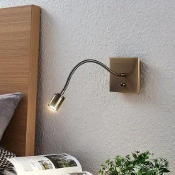 Lindby Væglamper|Væglamper>LED-væglampe Mayar, messing, metal, læselampe, 11cm