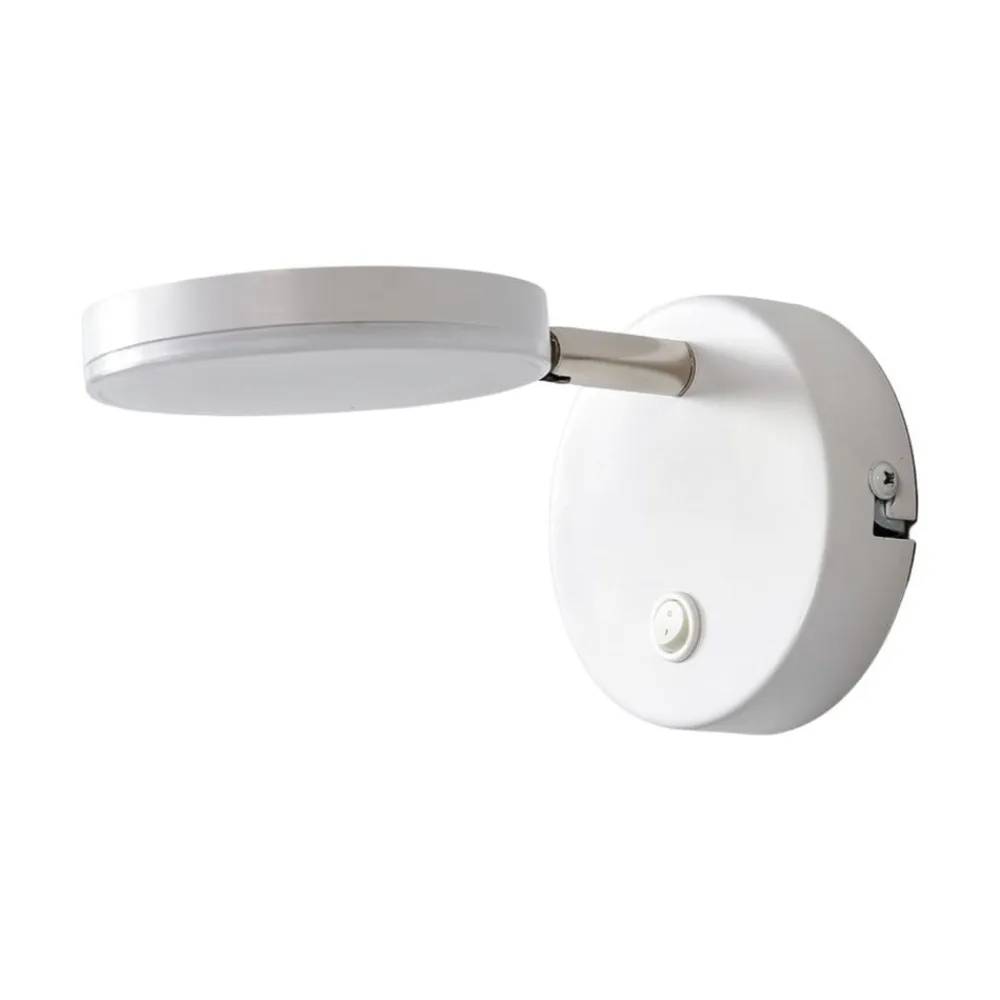 Lindby LED-væglampe Milow, hvid, 9,6 cm høj, afbryder