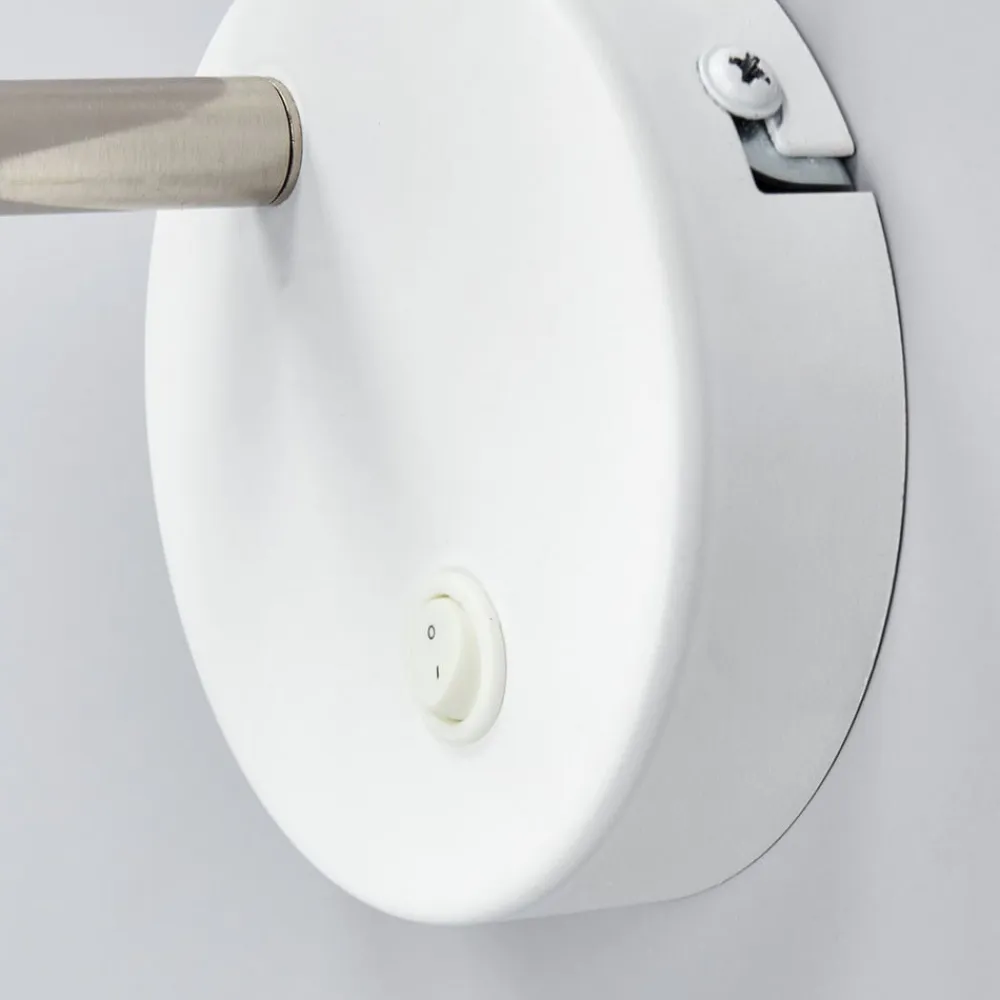 Lindby LED-væglampe Milow, hvid, 9,6 cm høj, afbryder