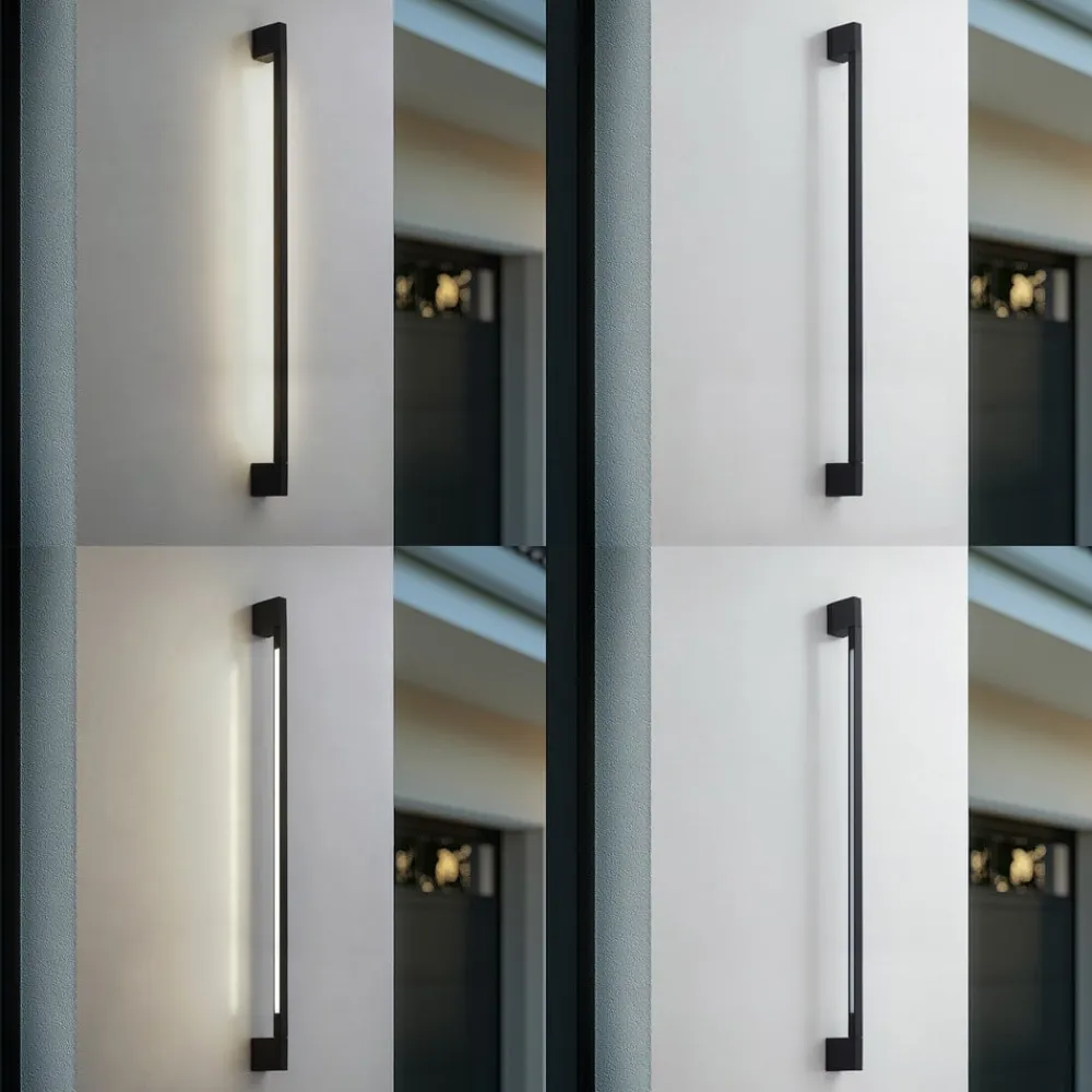 Lindby LED-væglampe Neano, 120 cm, sort, metal, IP54