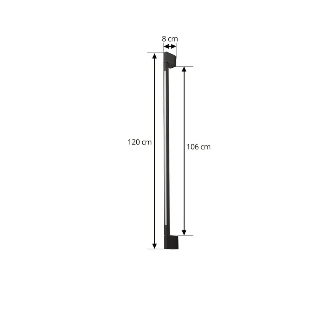 Lindby LED-væglampe Neano, 120 cm, sort, metal, IP54