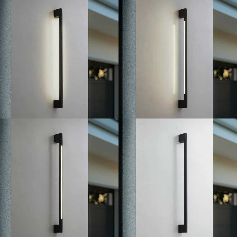 Lindby Terrassebelysning|Væglamper>LED-væglampe Neano, 90 cm, sort, metal, IP54