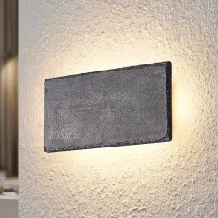 LED-væglampe Peetu, 22 cm lang, skifer, dæmpbar^Lindby Best