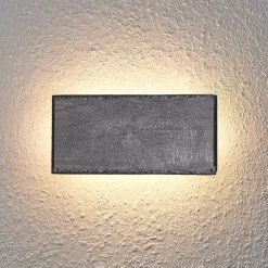 LED-væglampe Peetu, 22 cm lang, skifer, dæmpbar^Lindby Best