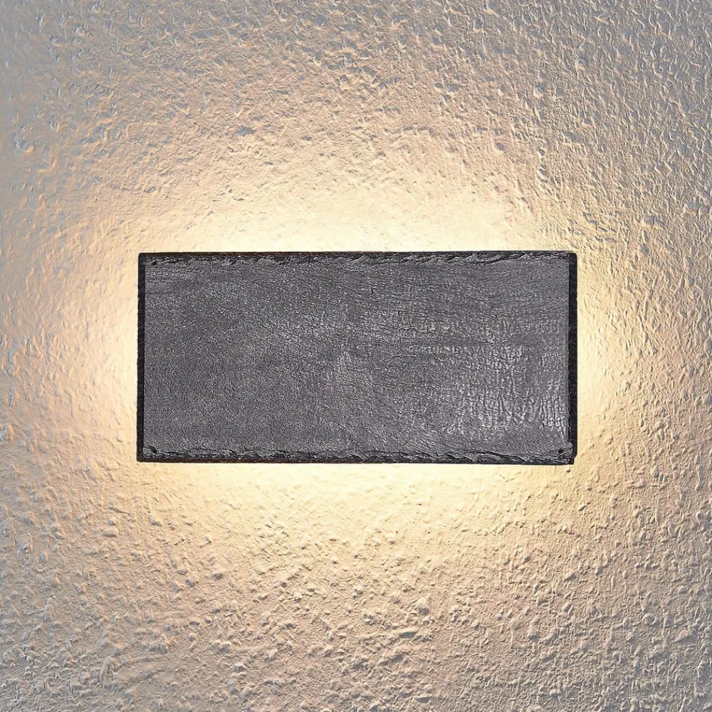 LED-væglampe Peetu, 22 cm lang, skifer, dæmpbar^Lindby Best