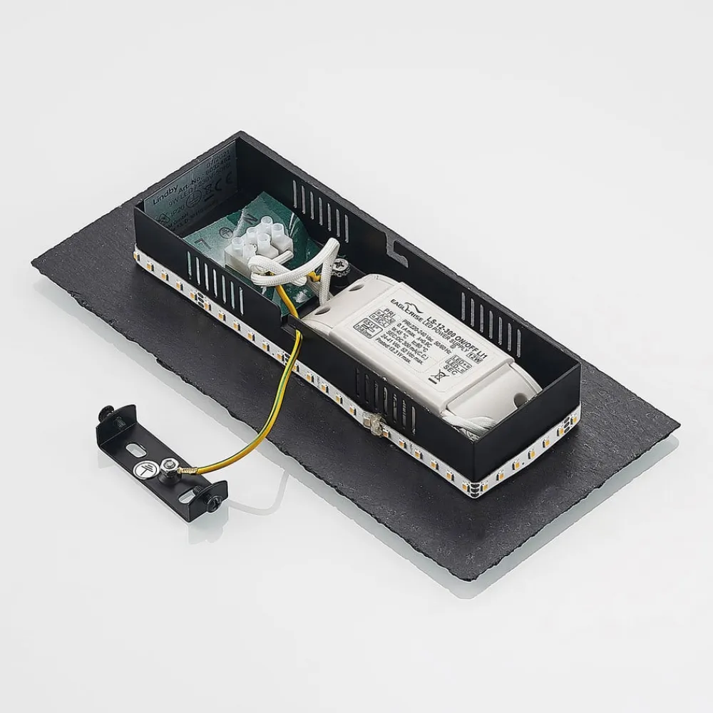 LED-væglampe Peetu, 22 cm lang, skifer, dæmpbar^Lindby Best