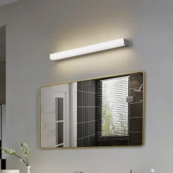 LED-væglampe Philippa, kantet, 59 cm, aluminiumsfarvet, IP44^Lindby Outlet