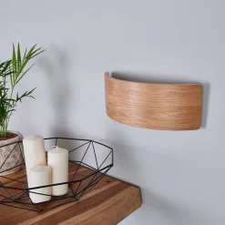 Lindby Pendellamper|Væglamper>LED-væglampe Rafailia, bredde 33 cm, træ, 3.000K