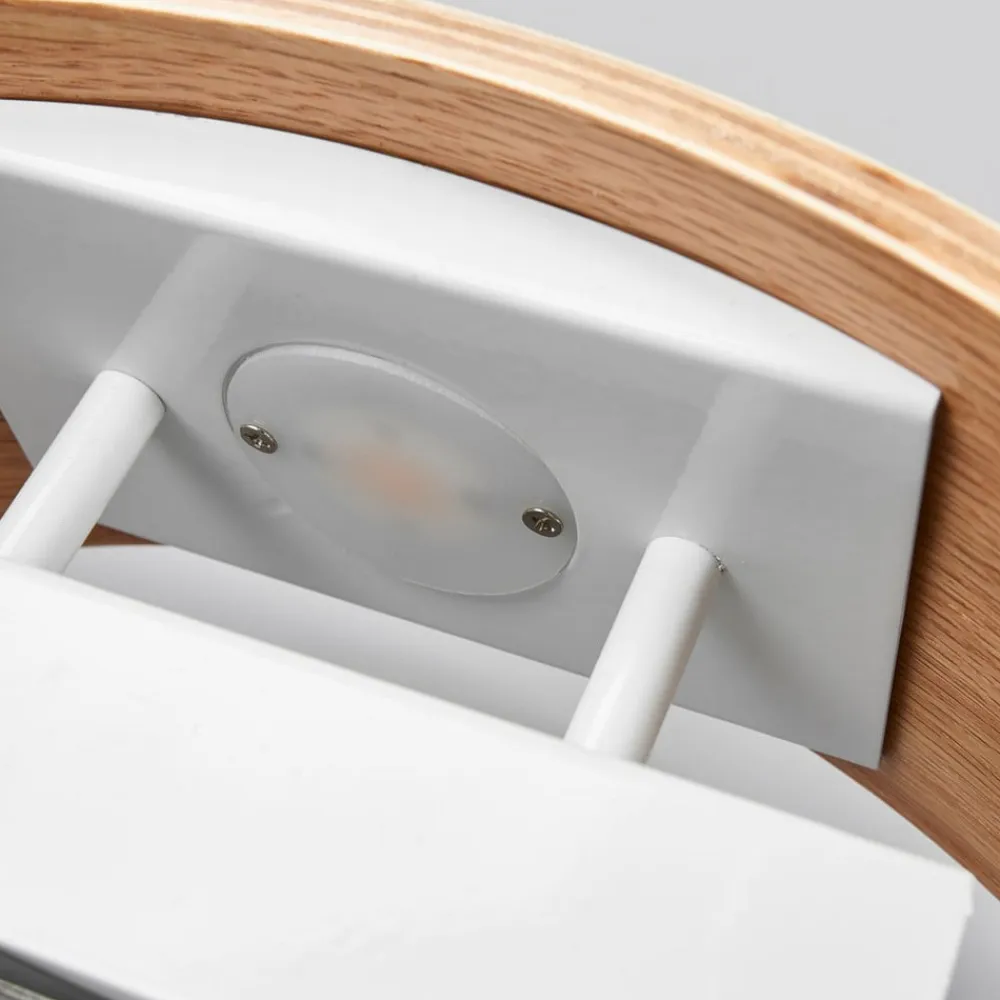 Lindby Pendellamper|Væglamper>LED-væglampe Rafailia, bredde 33 cm, træ, 3.000K