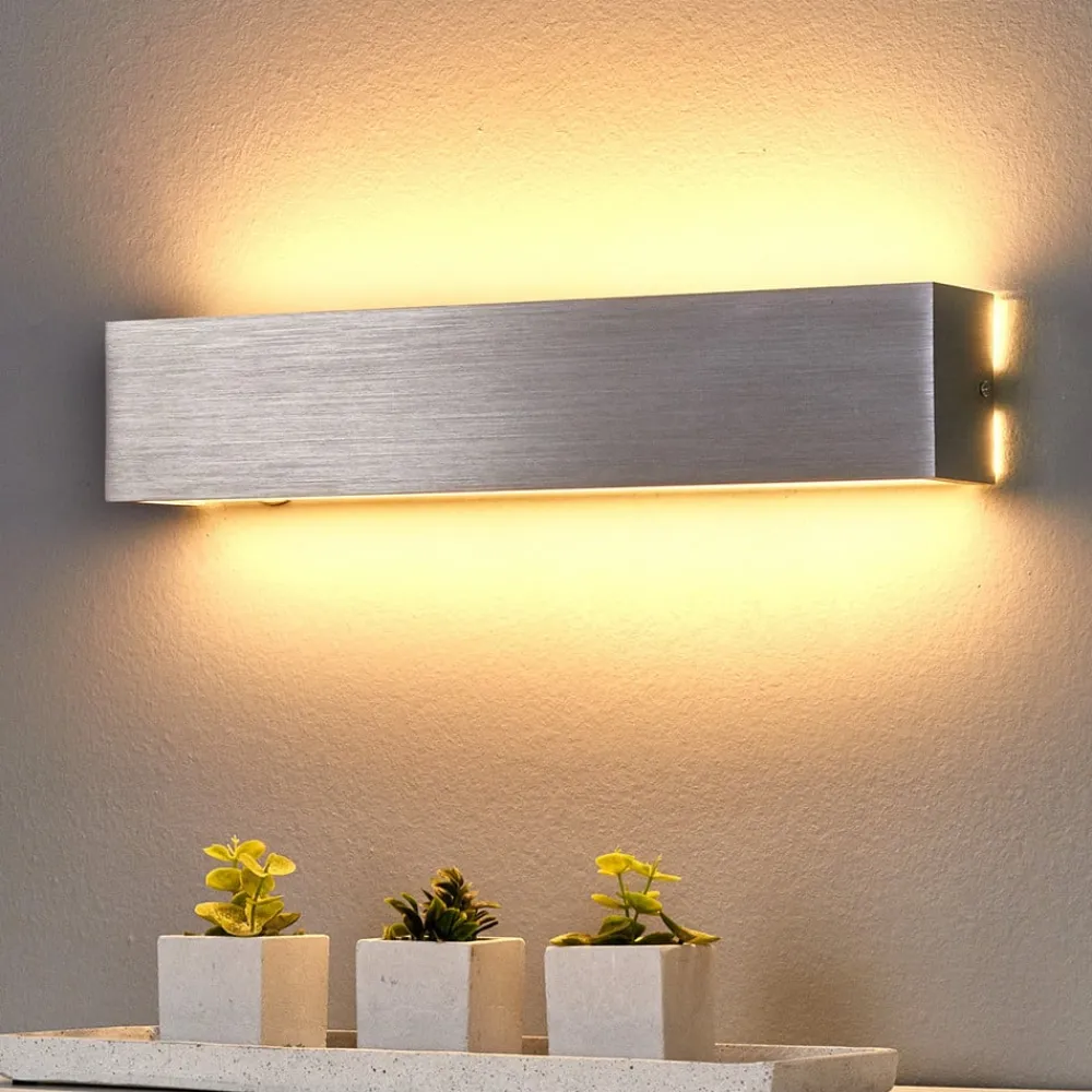 Lindby Væglamper|Væglamper>LED-væglampe Ranik, 40 cm, aluminiumsfarvet, metal