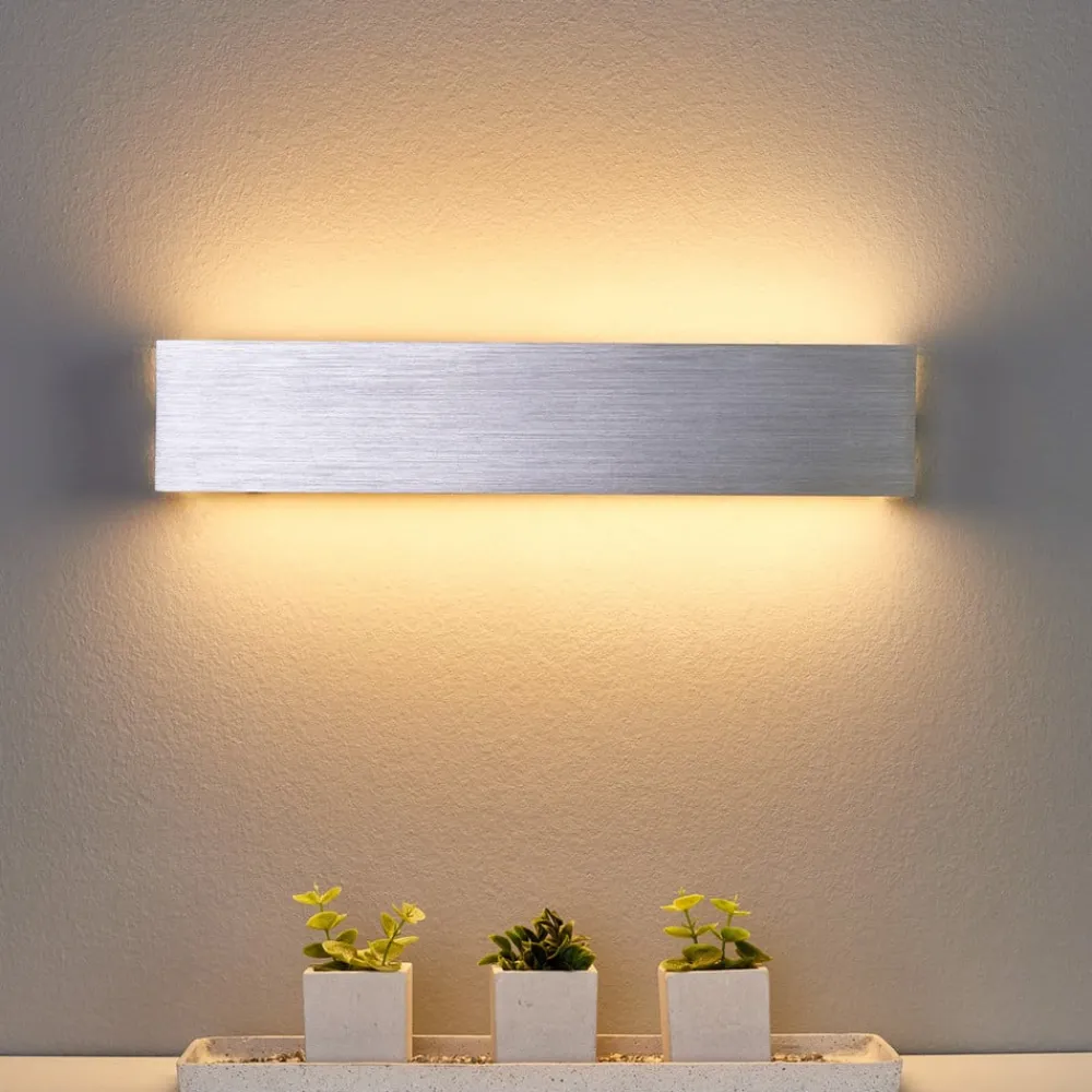 Lindby Væglamper|Væglamper>LED-væglampe Ranik, 40 cm, aluminiumsfarvet, metal