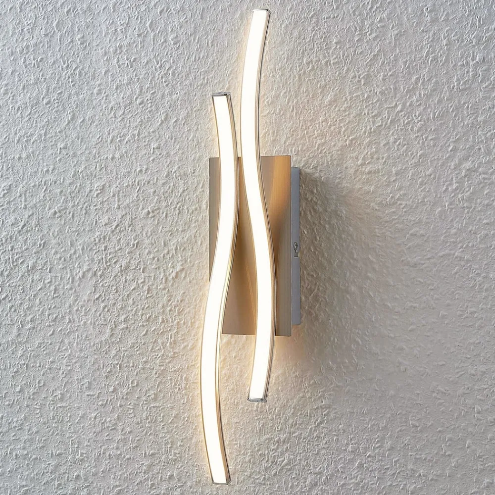 LED-væglampe Safia, 45 cm, nikkelfarvet, metal^Lindby Hot