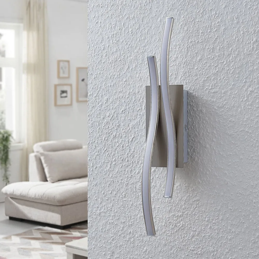 LED-væglampe Safia, 45 cm, nikkelfarvet, metal^Lindby Hot