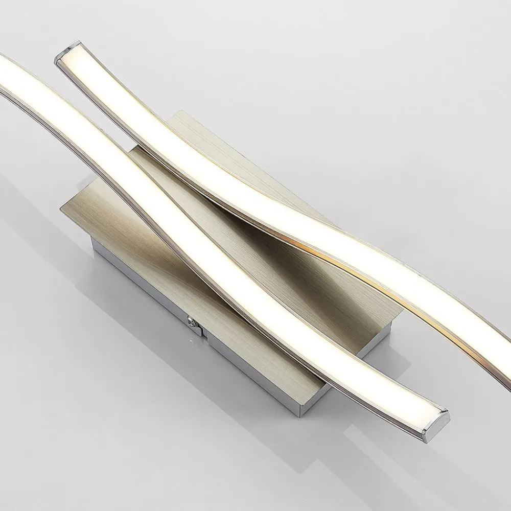 LED-væglampe Safia, 45 cm, nikkelfarvet, metal^Lindby Hot