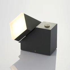 Lindby LED-væglampe Sally, 15 cm, antracit, IP54, sensor