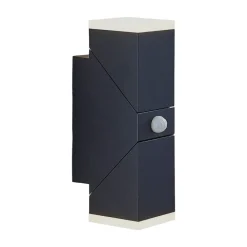 Lindby LED-væglampe Sally, 22 cm, antracit, IP54, sensor