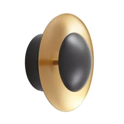 Lindby LED-væglampe Tiama, metal, sort/guld, Ø 20 cm