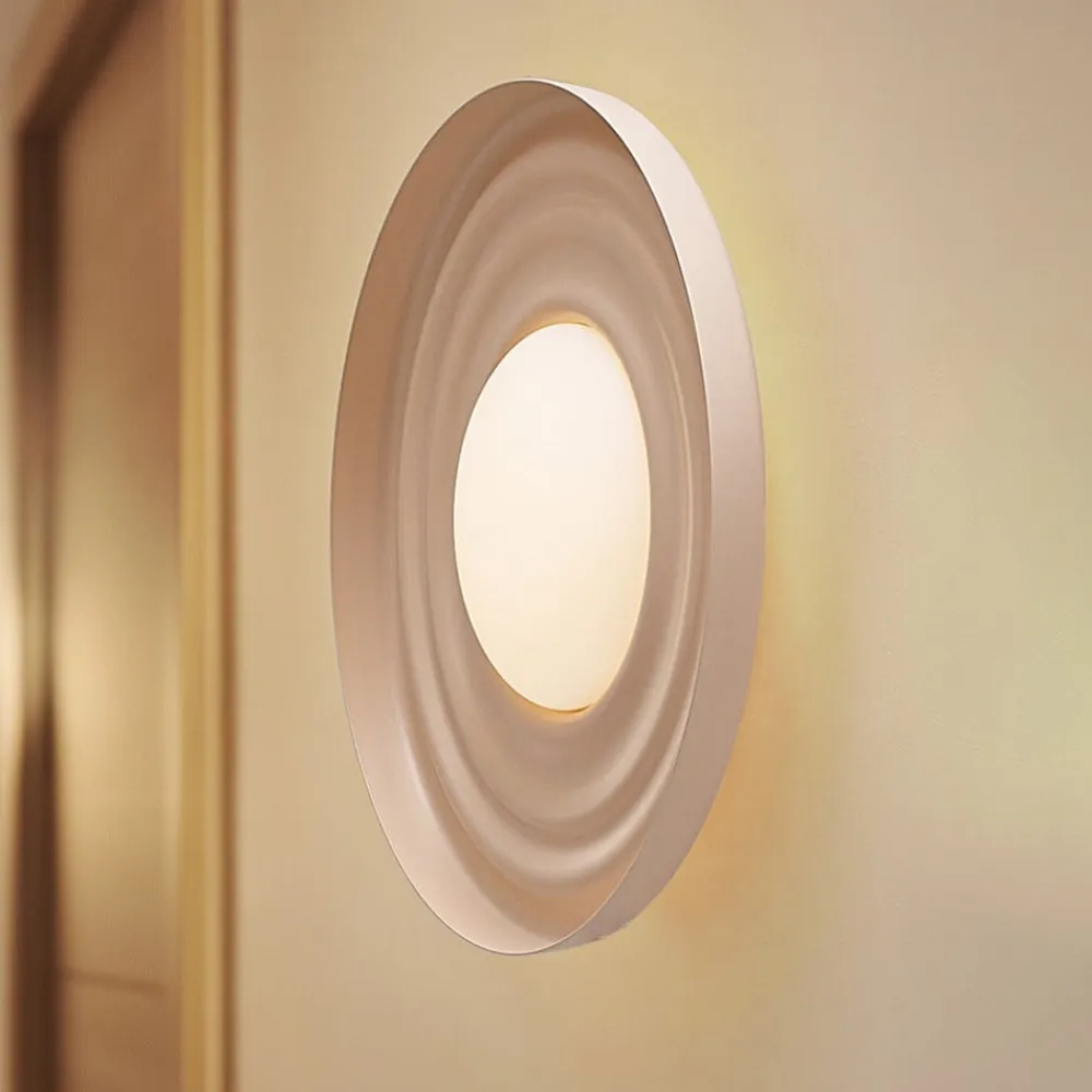 Lindby Gang|Væglamper>LED-væglampe Waves, beige, Ø 43 cm, metal