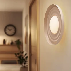 Lindby Gang|Væglamper>LED-væglampe Waves, beige, Ø 43 cm, metal