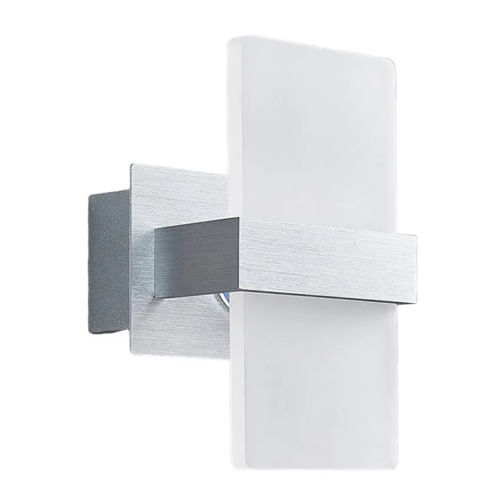 Lindby LED-væglampe Yorick, 18 cm, aluminium/hvid med afbryder