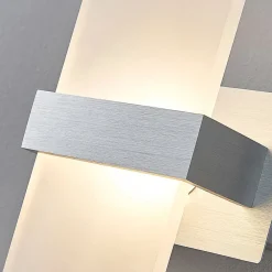 Lindby LED-væglampe Yorick, 18 cm, aluminium/hvid med afbryder