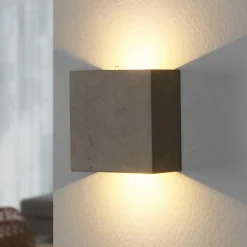 LED-væglampe Yva, grå, beton, 13 x 13 cm, op/ned^Lindby Clearance