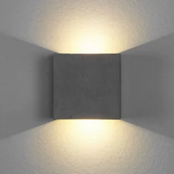 LED-væglampe Yva, grå, beton, 13 x 13 cm, op/ned^Lindby Clearance