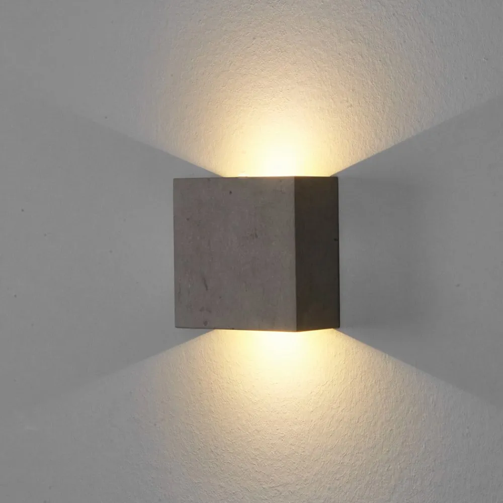 LED-væglampe Yva, grå, beton, 13 x 13 cm, op/ned^Lindby Clearance