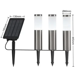 Lindby Lexiane LED-solcellelamper, 3-sæt, stål