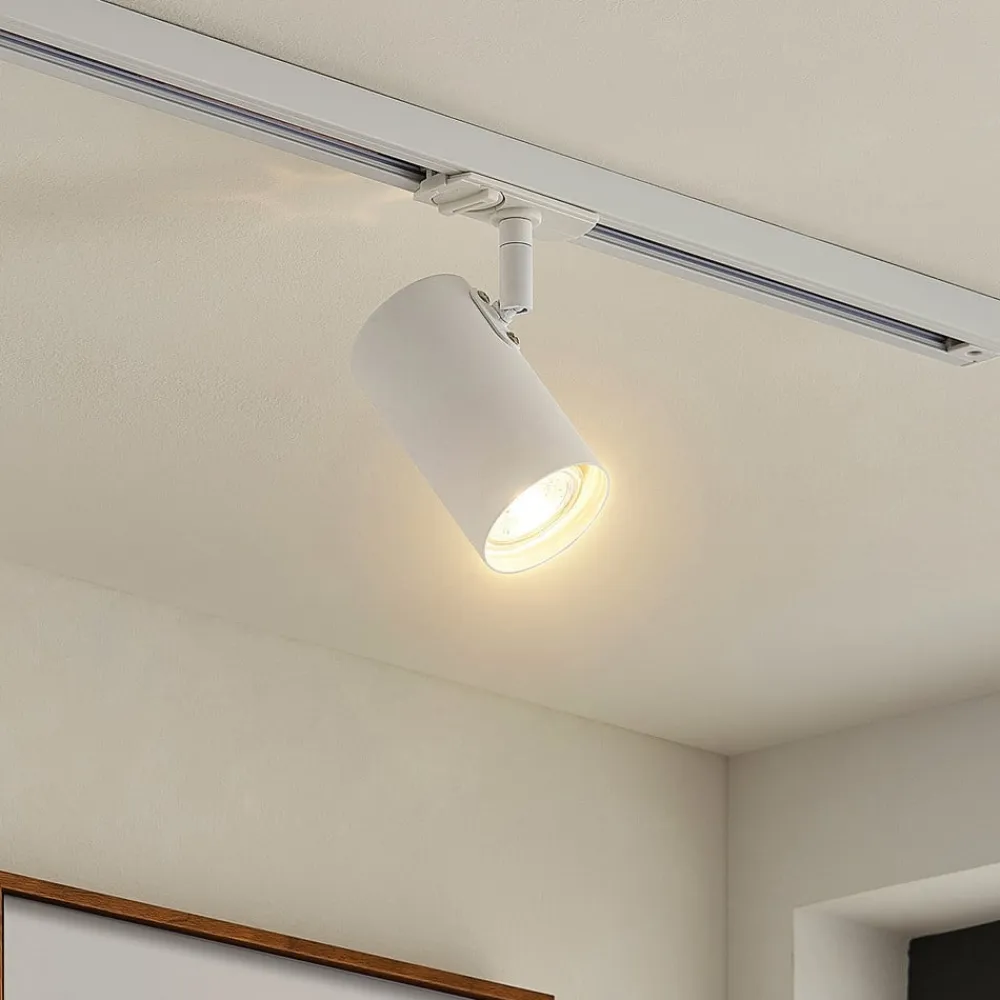 Lindby Linaro skinnespot, GU10, Ø 6 cm, hvid, 1-faset