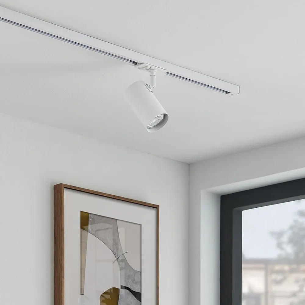 Lindby Linaro skinnespot, GU10, Ø 6 cm, hvid, 1-faset