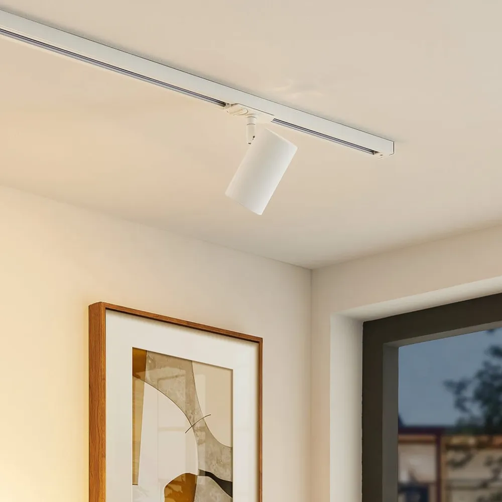 Lindby Linaro skinnespot, GU10, Ø 6 cm, hvid, 1-faset