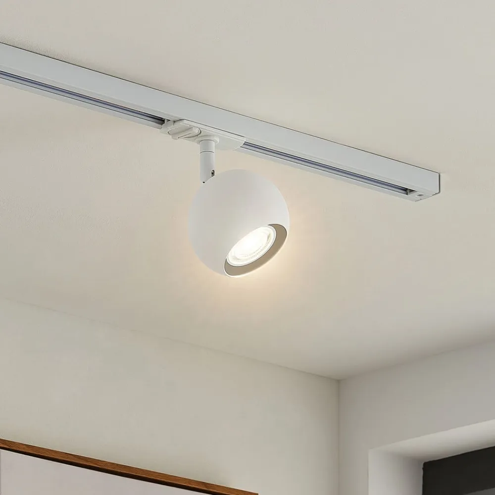 Lindby Linaro skinnespot, GU10, Ø 9 cm, hvid, 1-faset