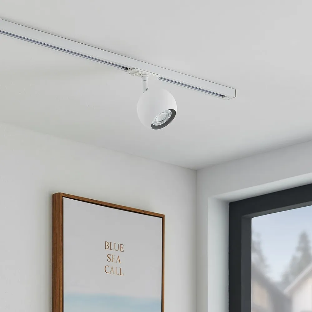 Lindby Linaro skinnespot, GU10, Ø 9 cm, hvid, 1-faset