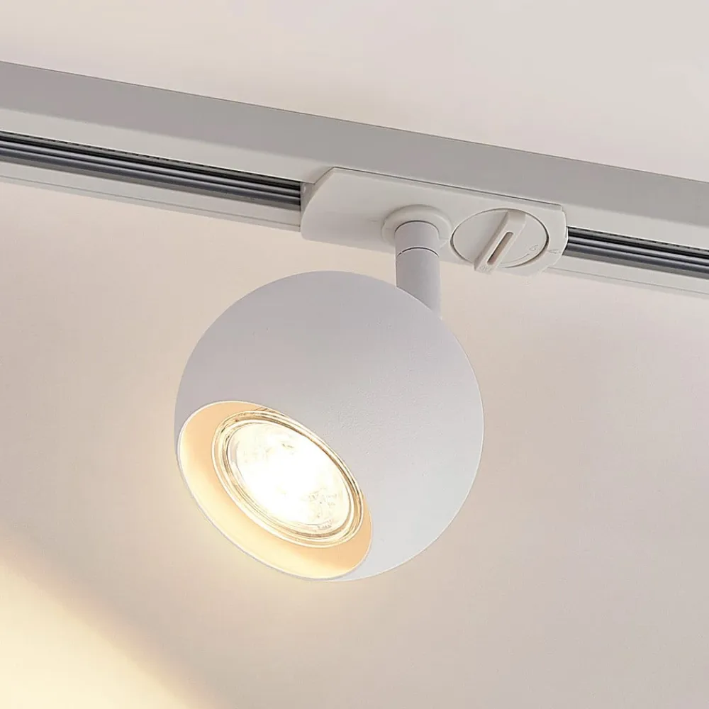 Lindby Linaro skinnespot, GU10, Ø 9 cm, hvid, 1-faset