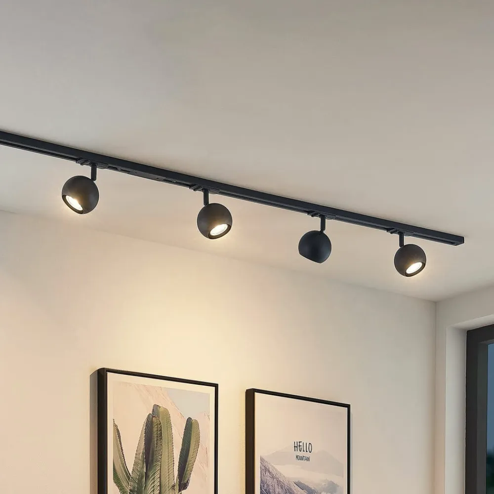 Linaro skinnesystem, GU10, 4 lyskilder, sort, Ø 9 cm^Lindby Online