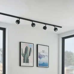 Linaro skinnesystem, GU10, 4 lyskilder, sort, Ø 9 cm^Lindby Online