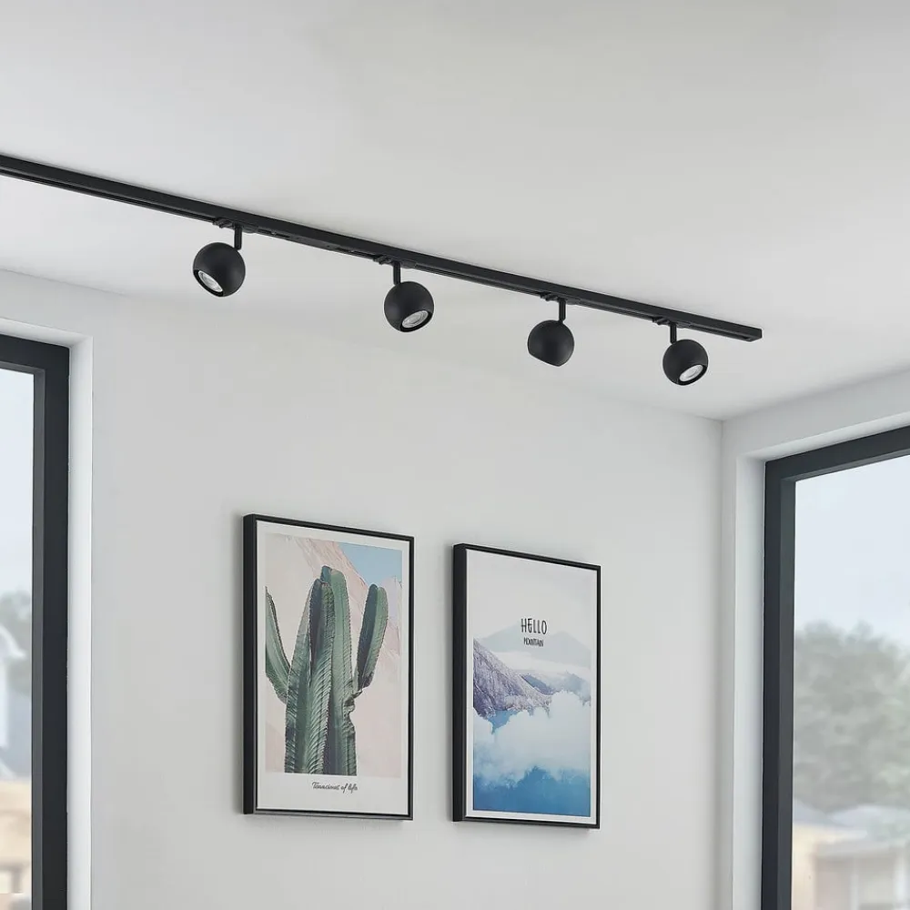 Linaro skinnesystem, GU10, 4 lyskilder, sort, Ø 9 cm^Lindby Online