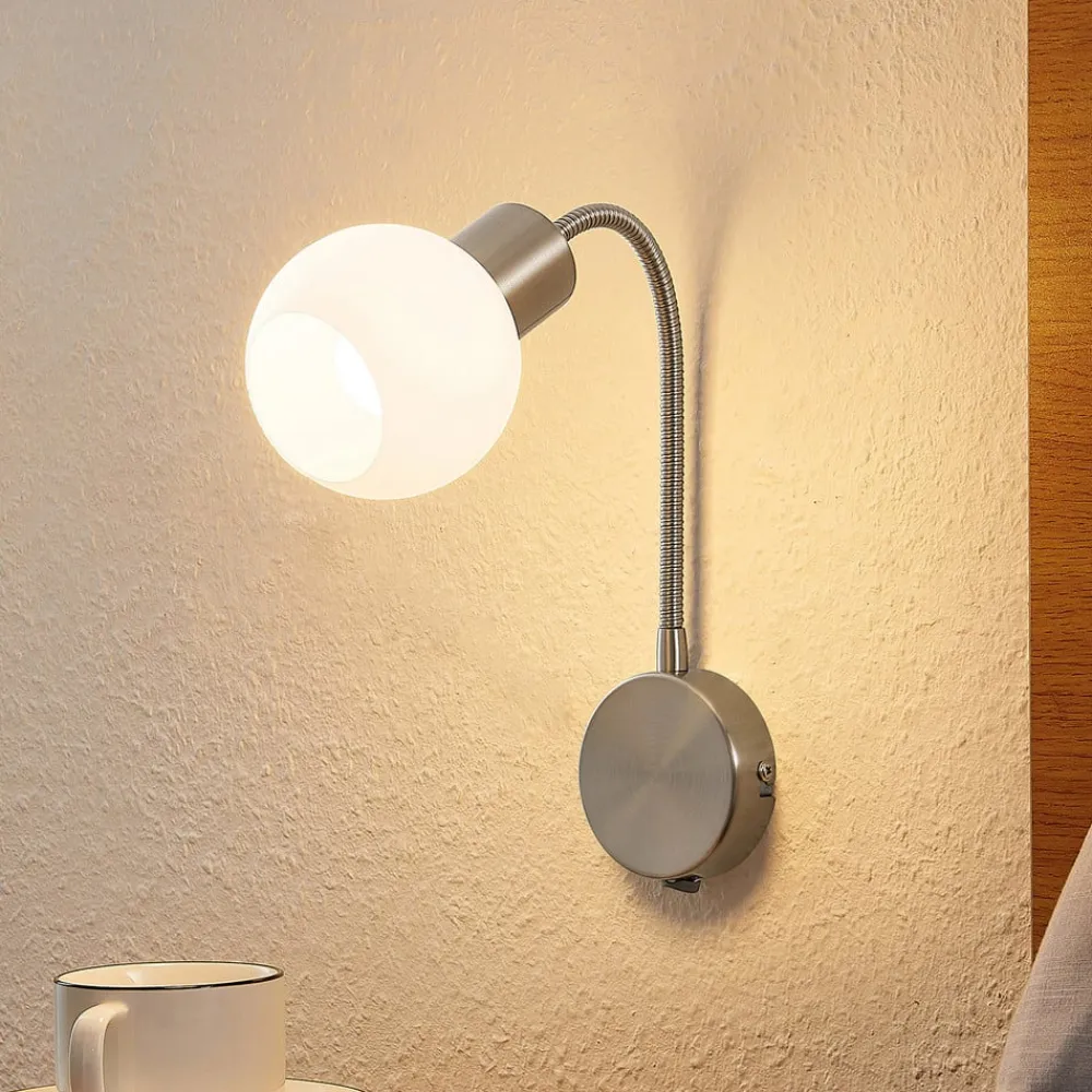 Lindby Lioma væglampe med fleksibel arm, nikkel