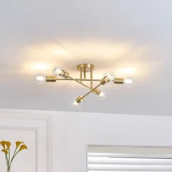 Lindby Gang|Loftlamper>loftlampe Aloria, 6 lyskilder, guld, metal, E27