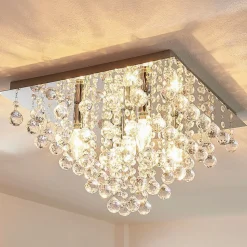 loftlampe Annica, kantet, krom, metal, 42 cm^Lindby Sale