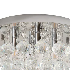 Lindby loftlampe Antonino, 4 lyskilder, krom, krystal, 35 cm