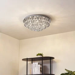 Lindby Loftlamper|Loftlamper>loftlampe Antonino, 8 lyskilder, krom, krystal, 55 cm