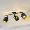 Lindby loftlampe Aralena, sort/guld, 3 lyskilder, længde 70 cm