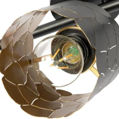 Lindby loftlampe Aralena, sort/guld, 3 lyskilder, længde 70 cm