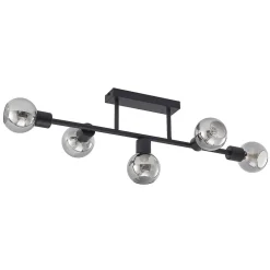 loftlampe Biscala, 5 lyskilder, sort/røget, E14^Lindby New