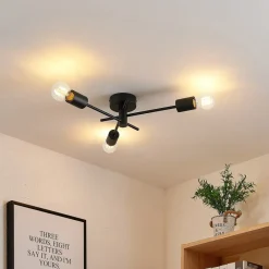 Lindby loftlampe Cerros, 3 lyskilder, sort, metal